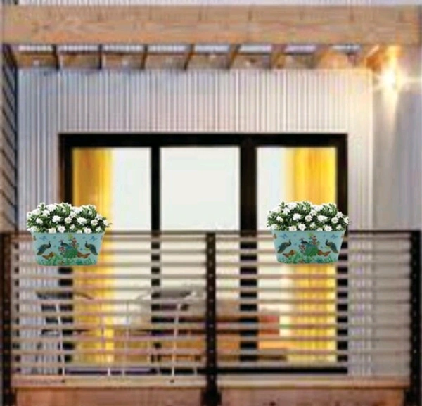 COPPER AART Ocean Green printed Rectangle Hanging Metal Pot Holder With Detachable Double Hooks Set of 5 - Free Size, Ocean Green, Metal, Set of 5, Rectangle